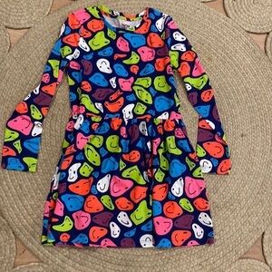 Spotted zebra cotton smiley face long sleeve blue dress girls 10